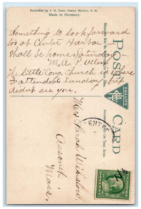 c1910 Winter Scene Centre Harbor New Hampshire NH Antique Posted Postcard