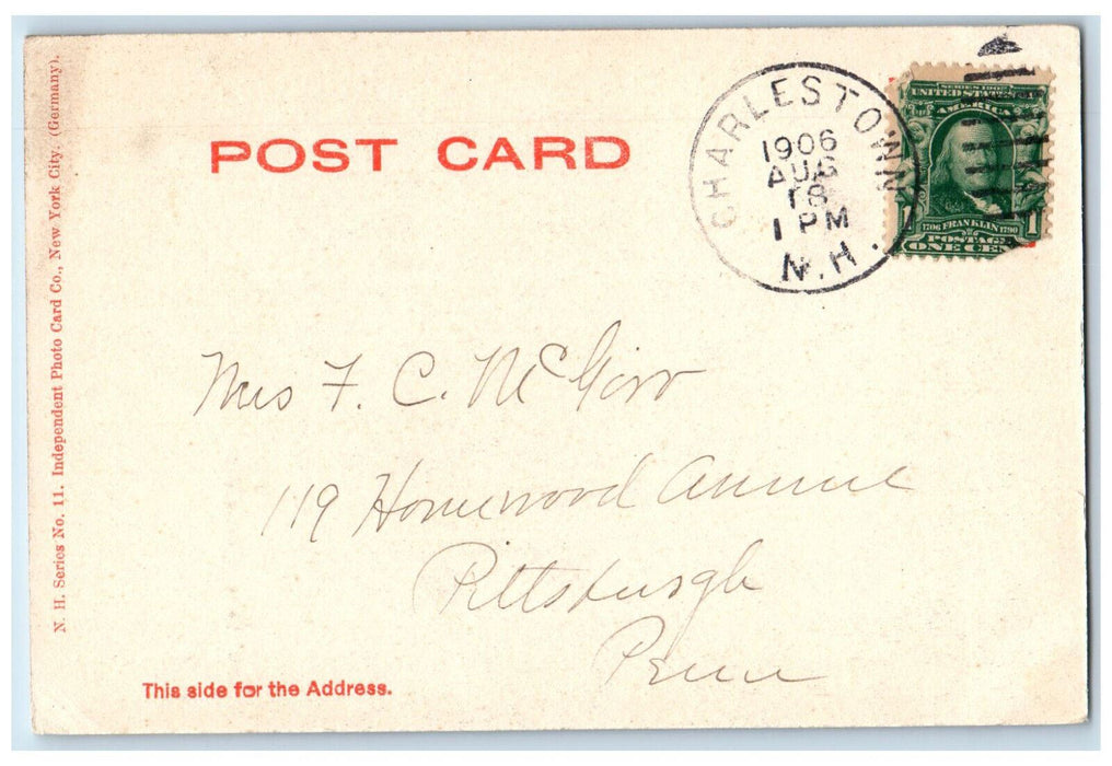 1906 Lover's Lane Charlestown New Hampshire NH Antique Posted Postcard