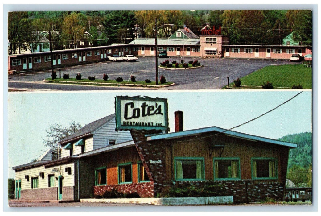 1974 Cote's Restaurant and Motel West Claremont New Hampshire NH Postcard