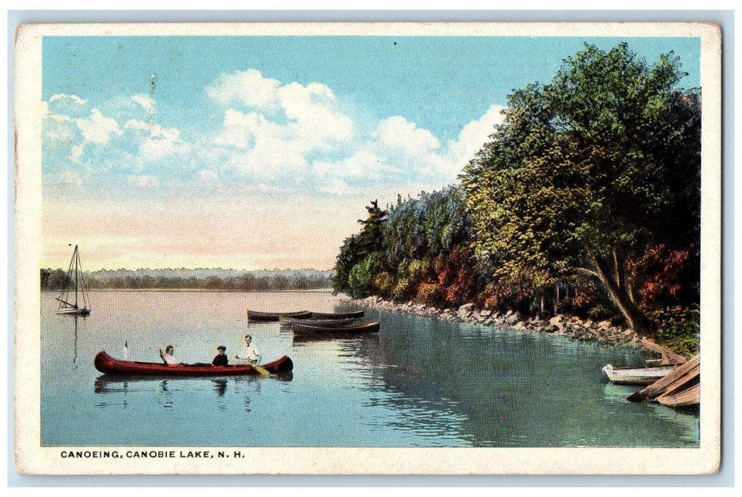 1916 Boat Canoeing Canobie Lake New Hampshire NH Antique Posted Postcard