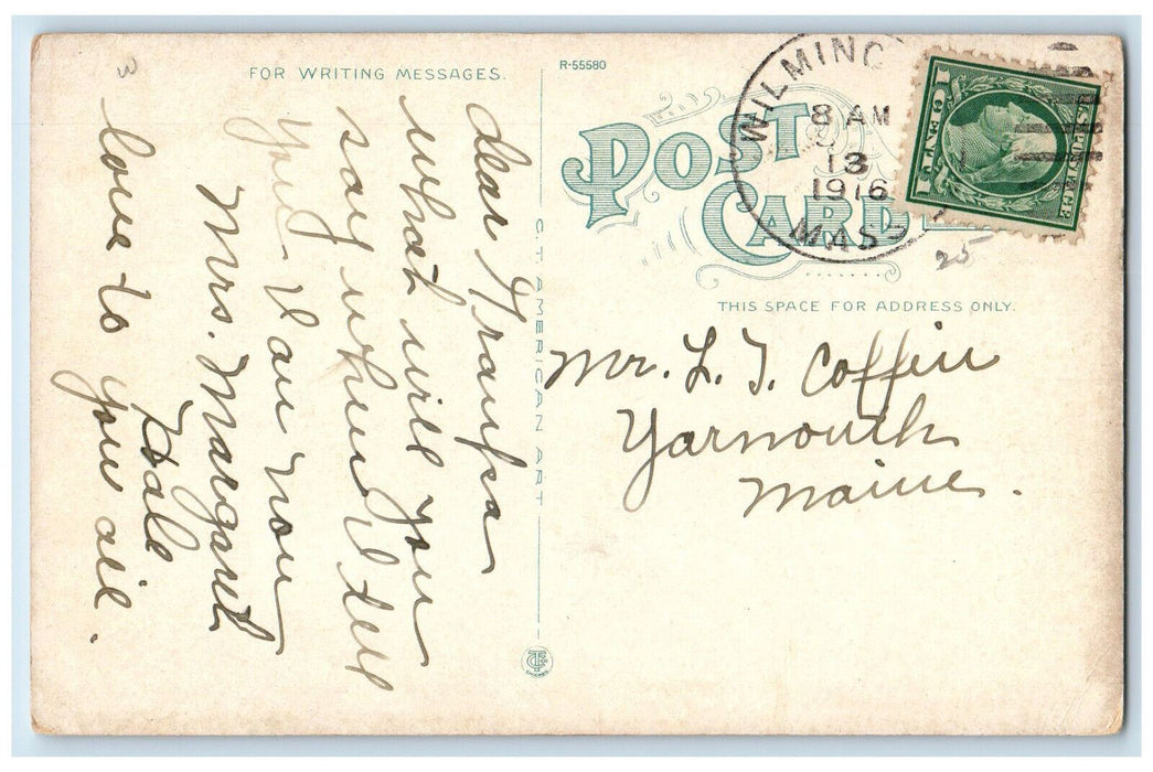 1916 Boat Canoeing Canobie Lake New Hampshire NH Antique Posted Postcard