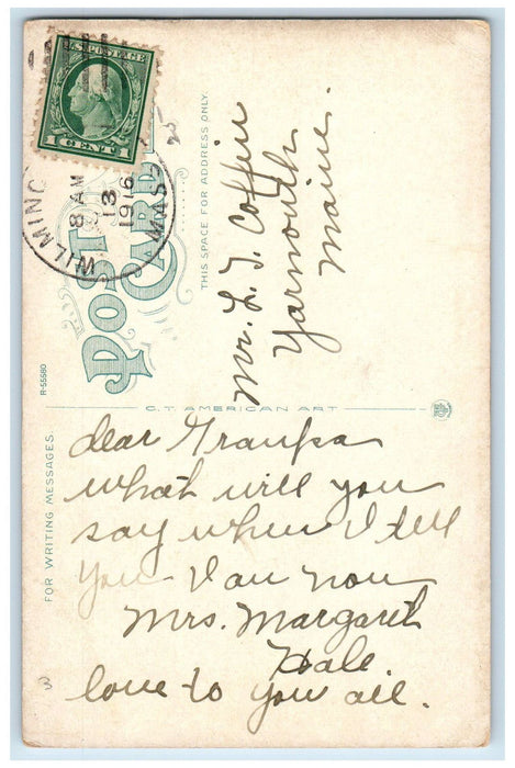 1916 Boat Canoeing Canobie Lake New Hampshire NH Antique Posted Postcard