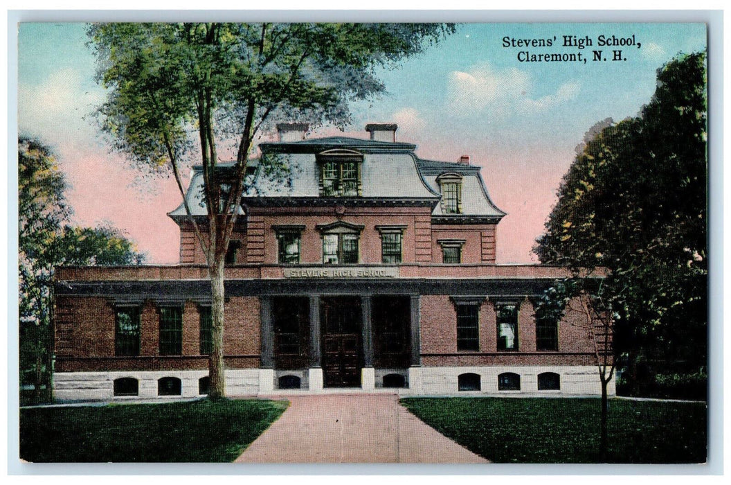 c1910 Steven's High School Claremont New Hampshire NH Antique Unposted Postcard