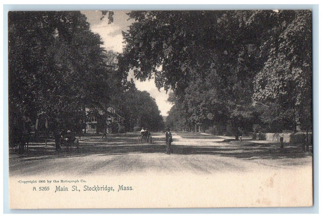 c1905 Main Street View Stockbridge Massachusetts MA Rotograph Antique Postcard