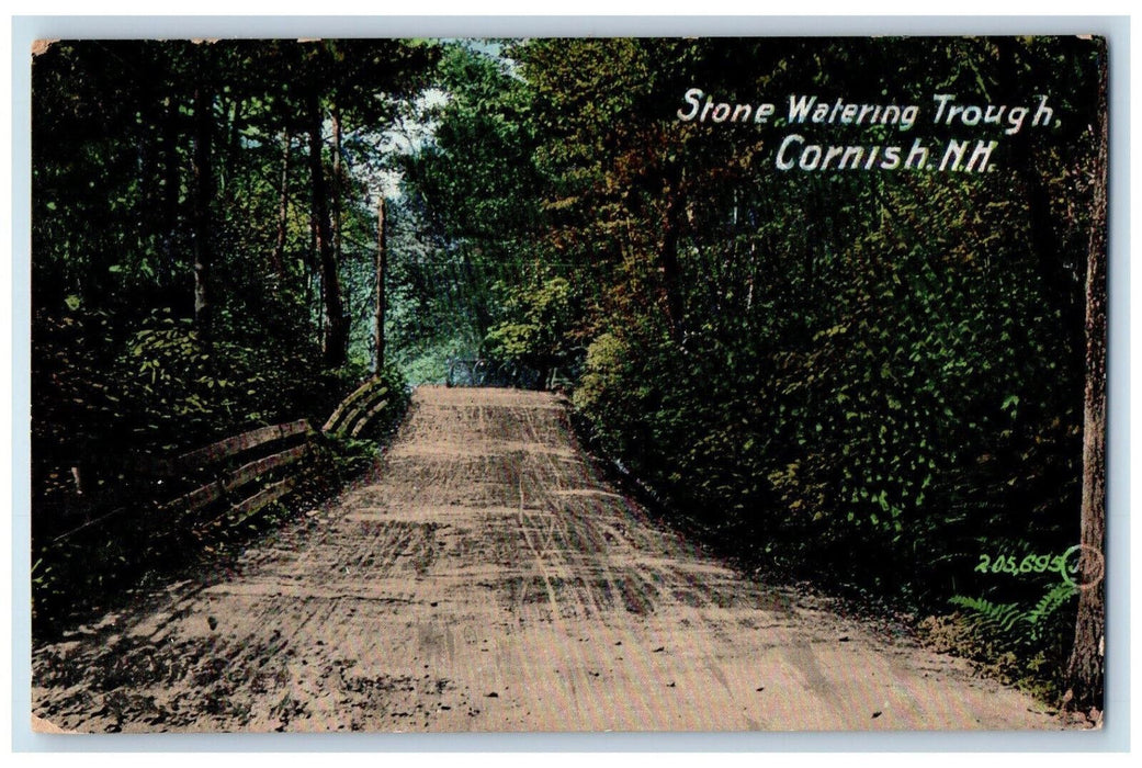 1910 Stone Watering Trough Cornish New Hampshire NH Antique Postcard