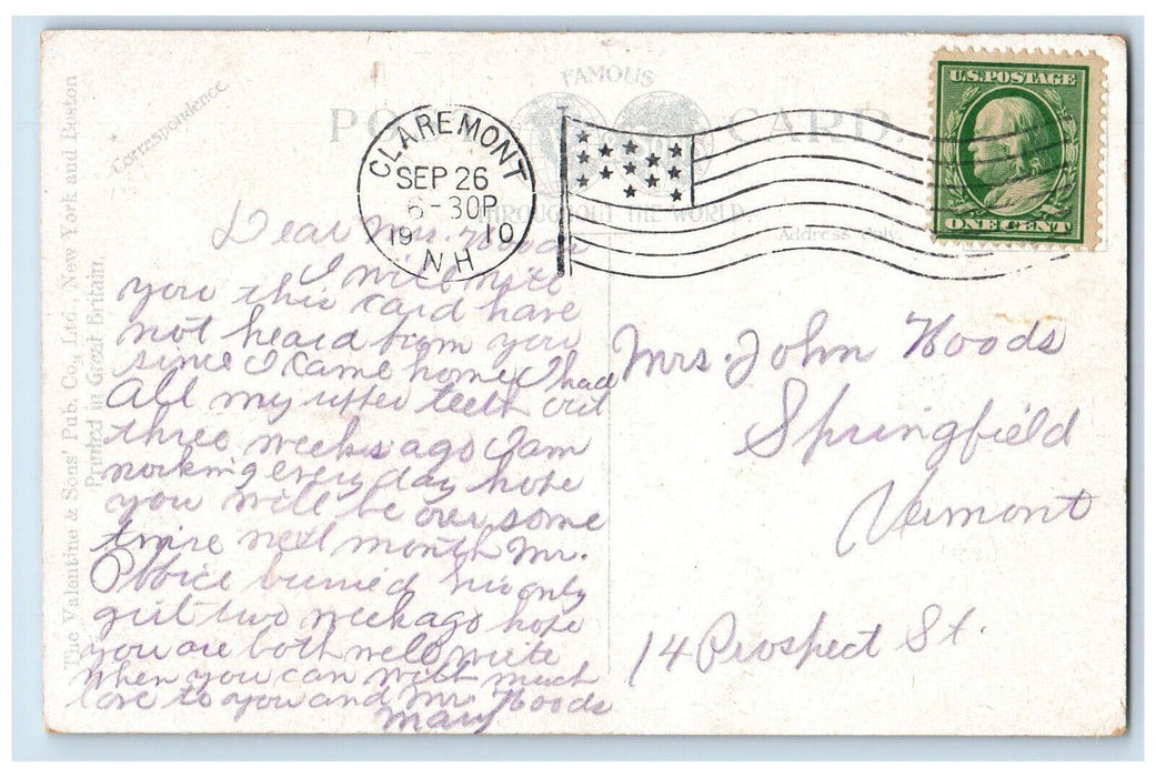 1910 Stone Watering Trough Cornish New Hampshire NH Antique Postcard
