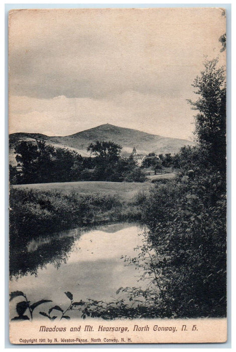 1914 Meadows and Mt. Kearsarge North Conway New Hampshire NH Antique Postcard