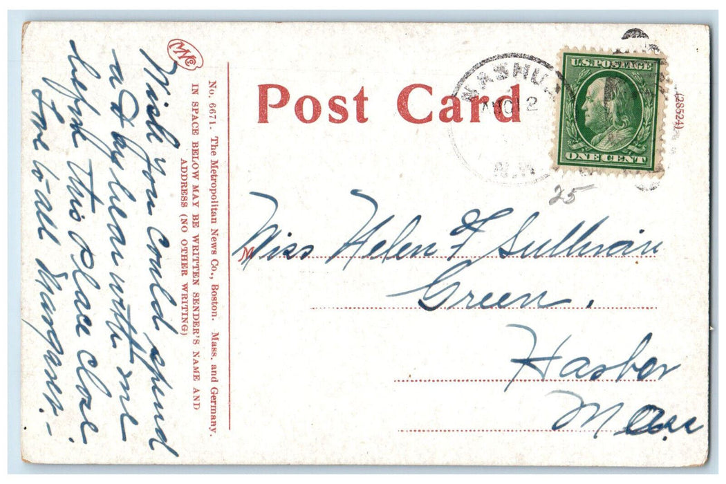 c1910 Canoe Boat and Motorboat  Canobie Lake New Hampshire NH Antique Postcard