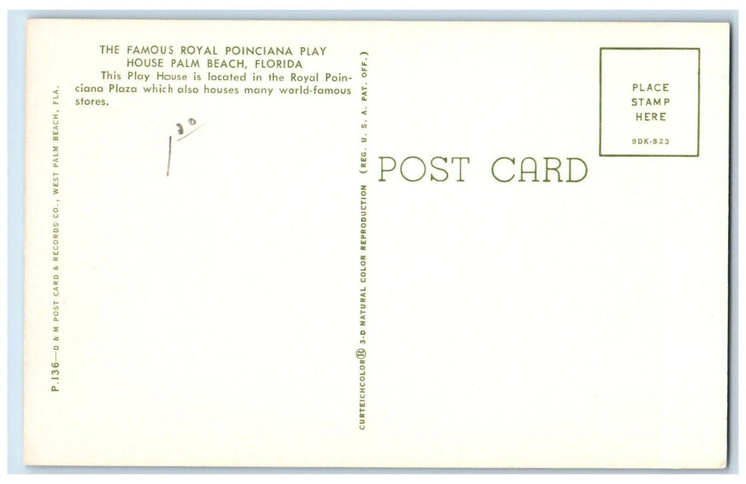 c1960's The Famous Royal Poinciana Play House Palm Beach Florida FL Postcard