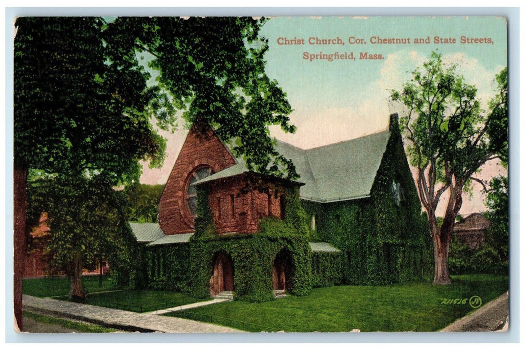 c1910's Christ Church Cor. Chestnut State Streets Springfield MA Posted Postcard