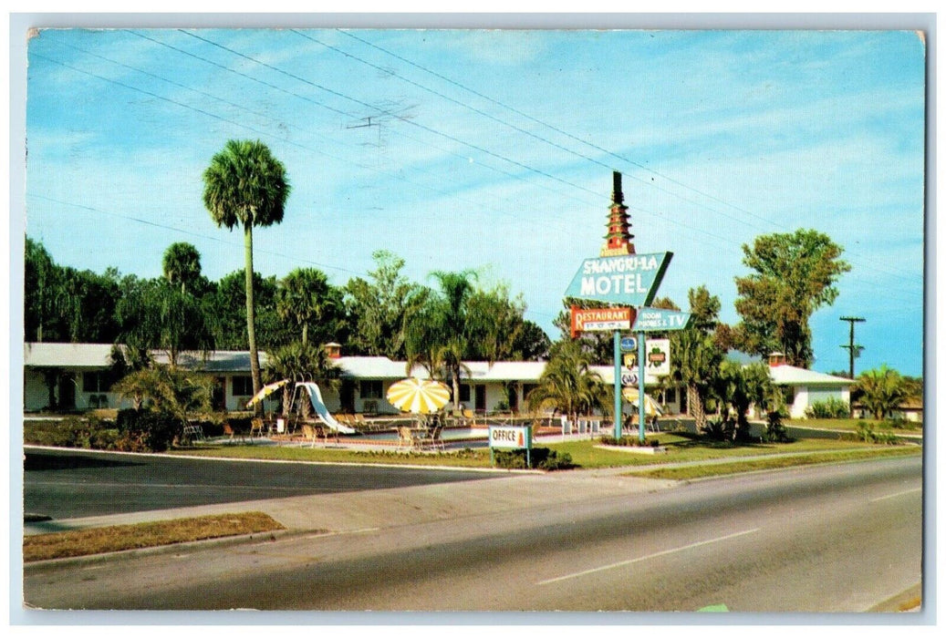 1961 Shangri-la Motel And Restaurant Roadside View Ocala Florida FL Postcard