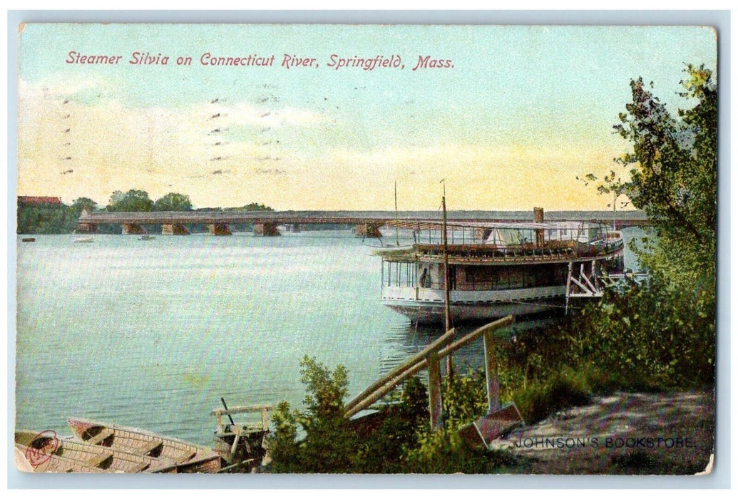 1908 Steamer Silvia Connecticut River Springfield Massachusetts MA Postcard