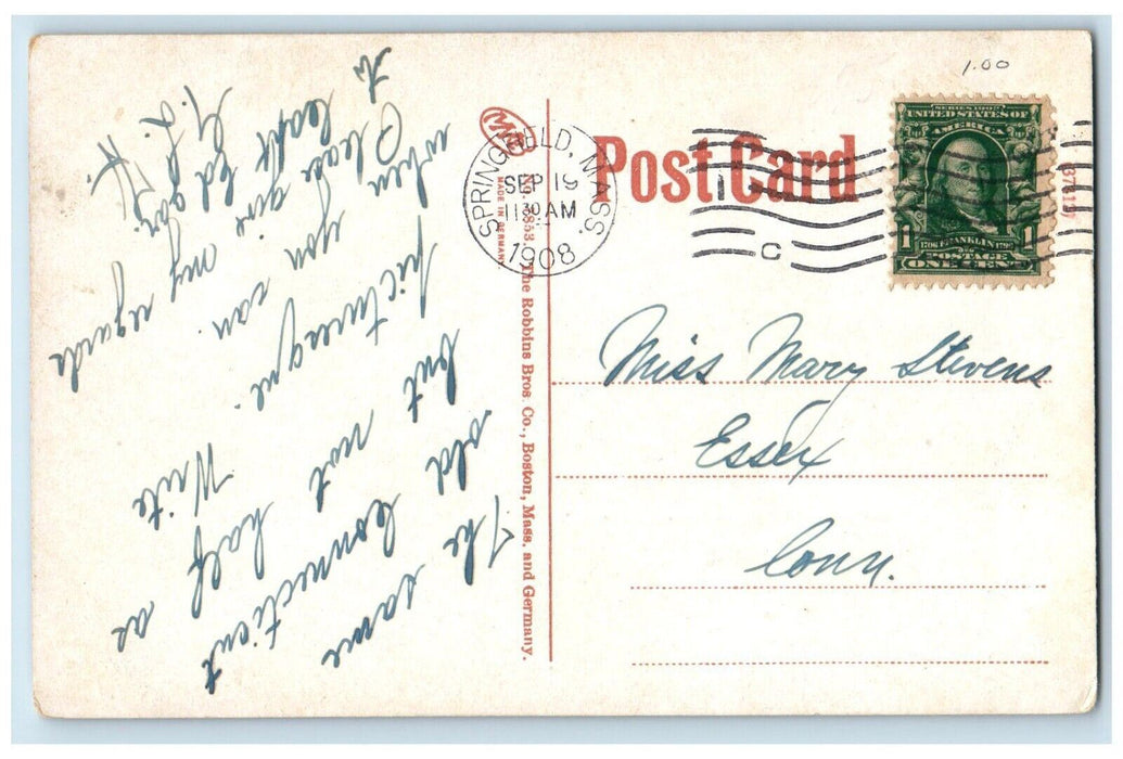 1908 Steamer Silvia Connecticut River Springfield Massachusetts MA Postcard
