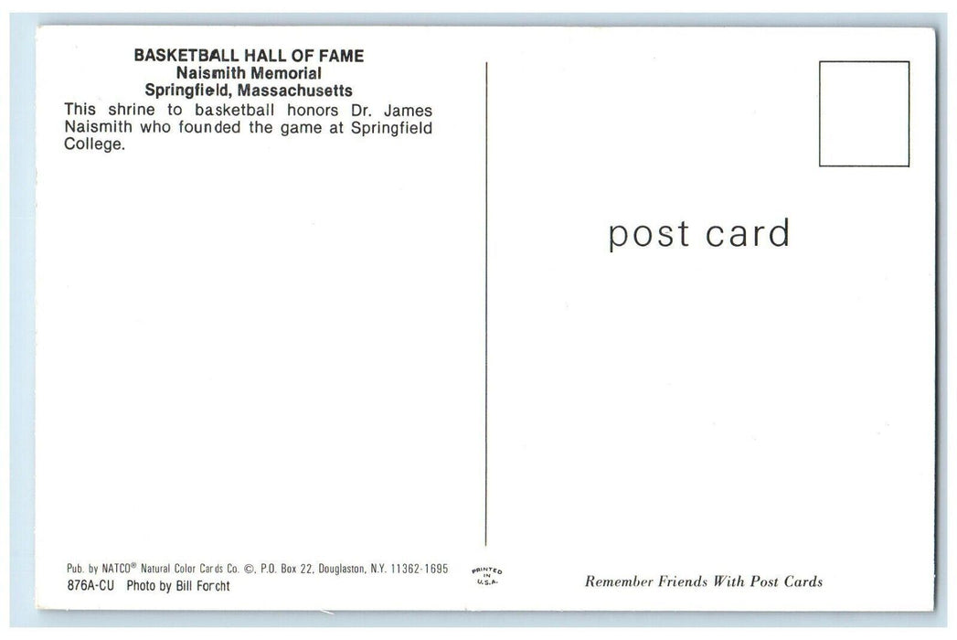 Basketball Hall Of Fame Naismith Memorial Springfield Massachusetts MA Postcard