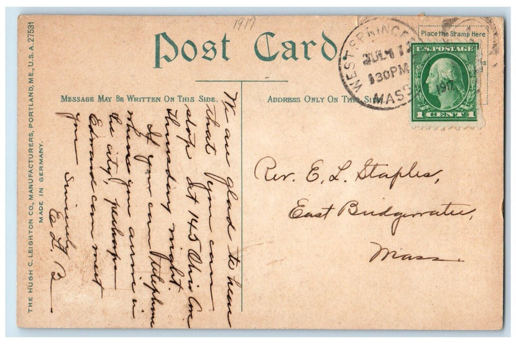 1917 Wesson Memorial Hospital Building Springfield Massachusetts MA Postcard