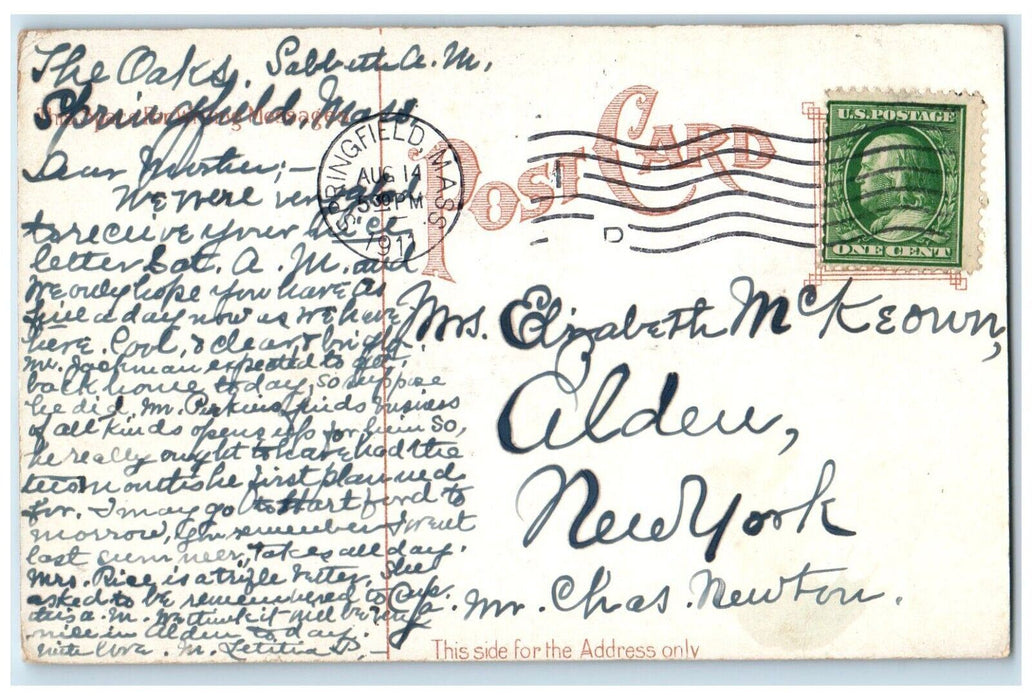 1911 Springfield Hospital Driveway Springfield Massachusetts MA Antique Postcard