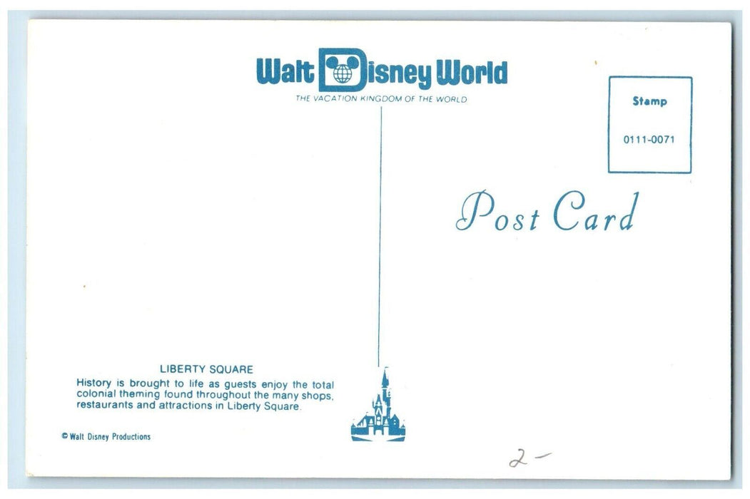 Walt Disney World Liberty Square Parade Patriotic Florida FL Unposted Postcard