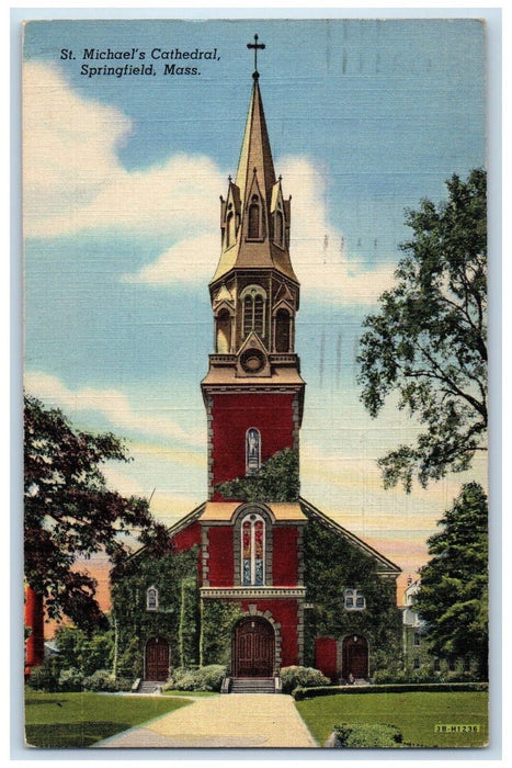 1945 View Of St. Michael's Cathedral Springfield Massachusetts MA Postcard