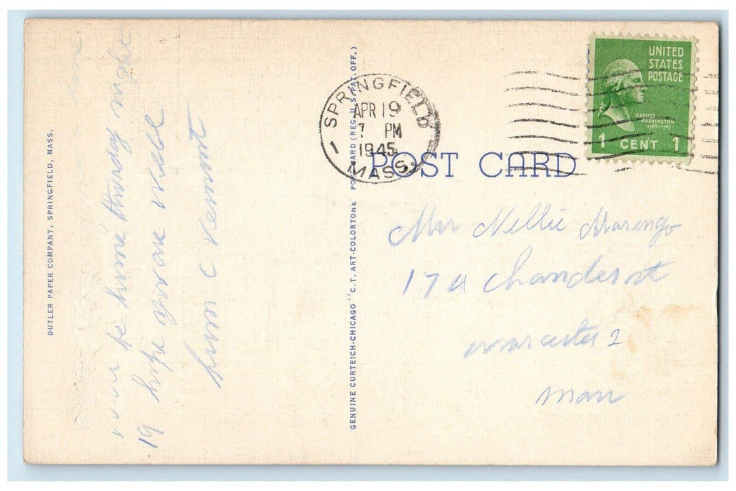 1945 View Of St. Michael's Cathedral Springfield Massachusetts MA Postcard