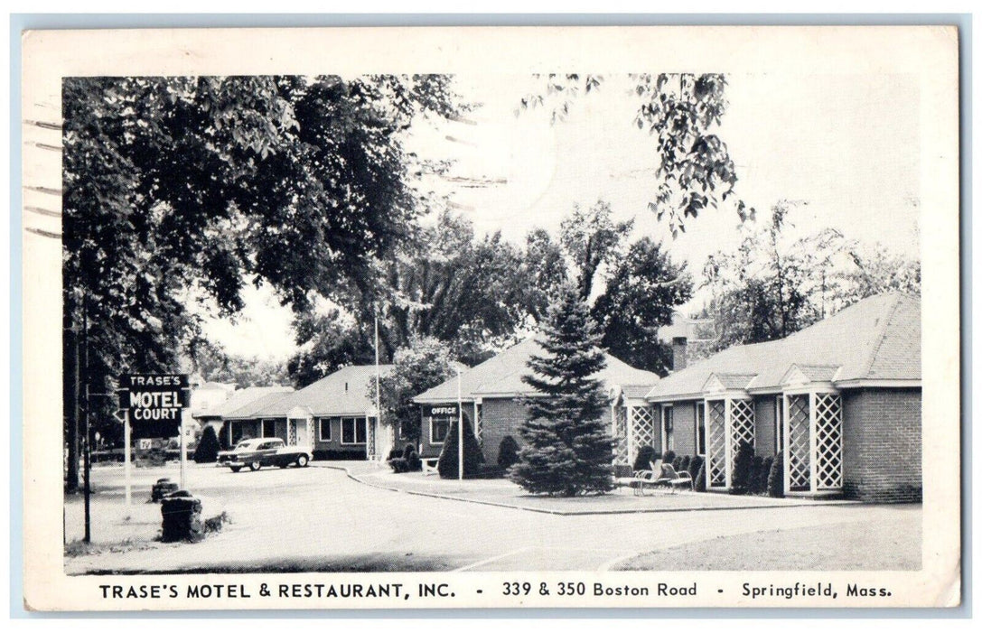 1957 Trase's Motel & Restaurant Inc. Springfield Massachusetts MA Postcard