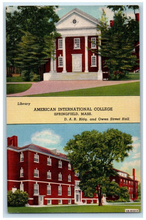 c1930's American International College Springfield Massachusetts MA Postcard