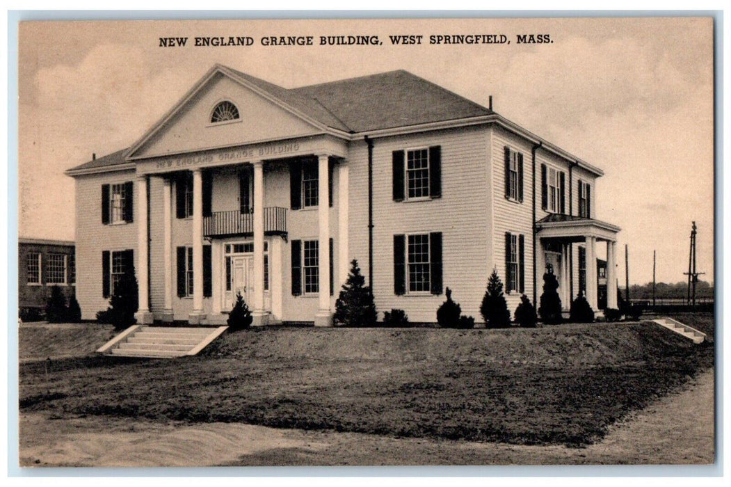 New England Grange Building West Springfield Massachusetts MA Vintage Postcard