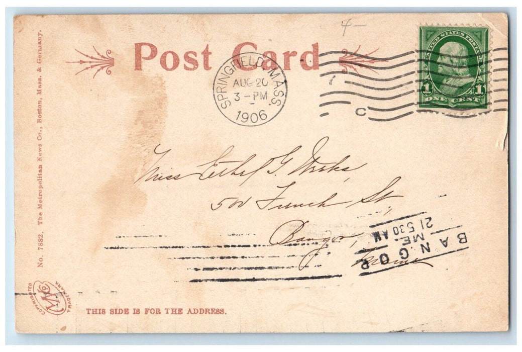 1906 Old Toll Bridge Lake Springfield Massachusetts MA Posted Antique Postcard