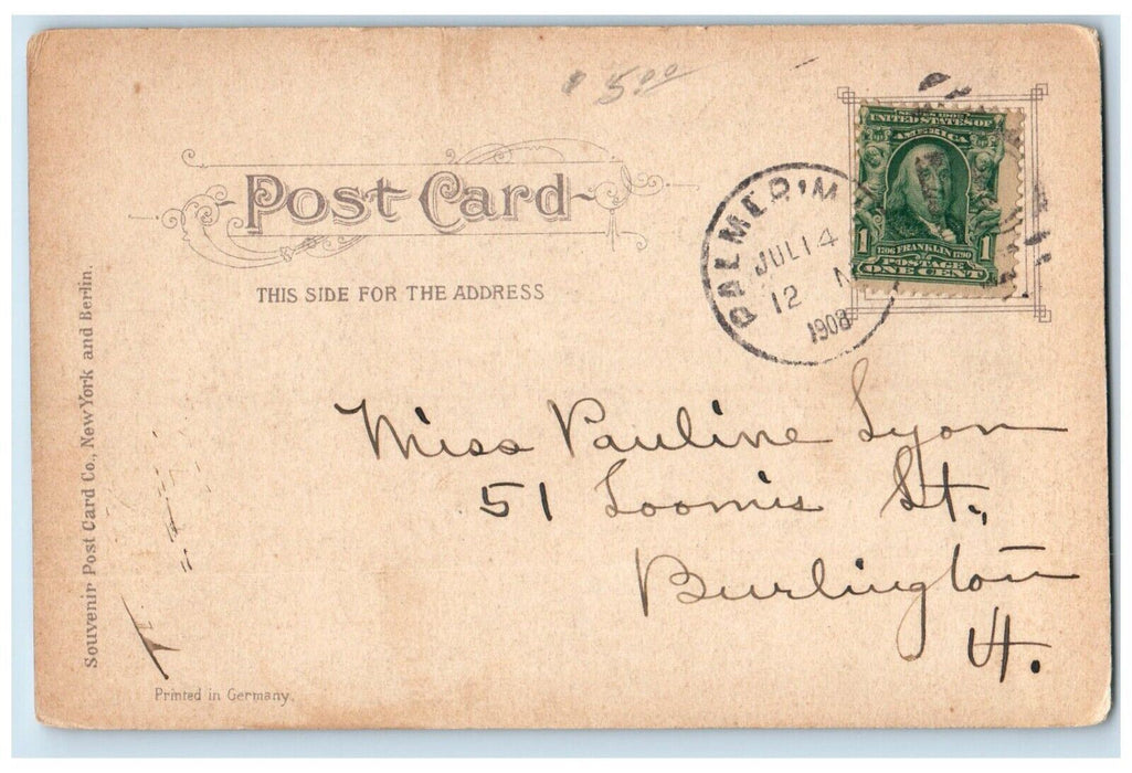 1908 Main Street North Court Square Springfield Massachusetts MA Posted Postcard