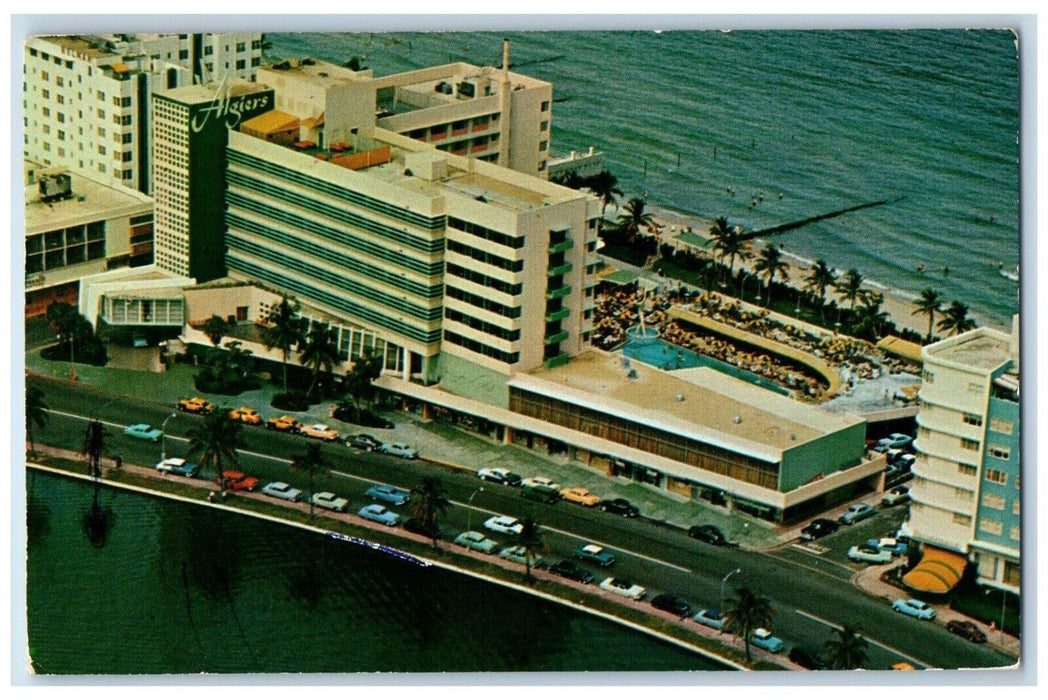 1958 Aerial View Of Hotel Algiers Oceanfront Miami Beach Florida FL Postcard