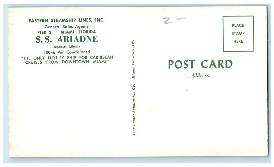 c1960's Eastern S.S. Steamship Line Inc Luxury Ship Miami Florida FL Postcard