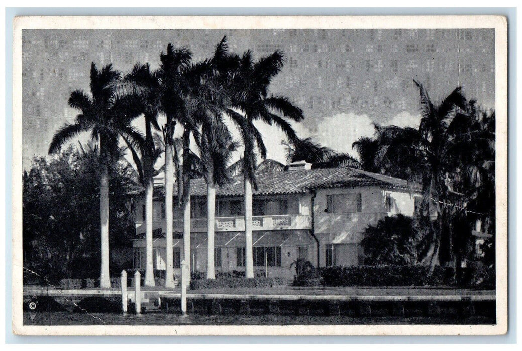 c1930's Home Of Mrs. William Fisher Sunset Island Miami Florida FL Postcard