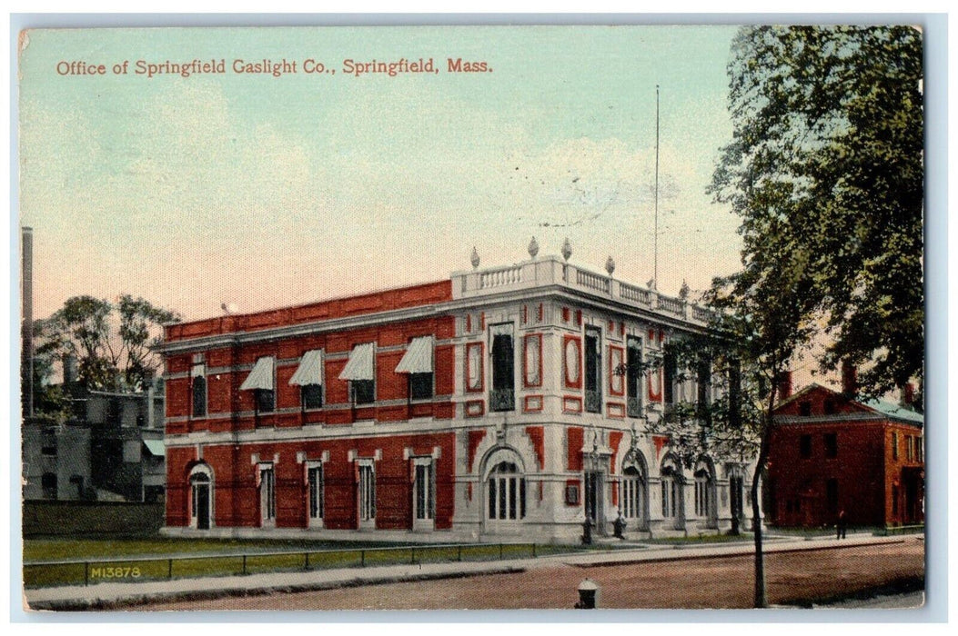 1914 Office Of Springfield Gaslight Co. Springfield Massachusetts MA Postcard