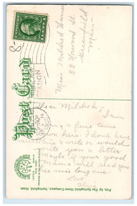 1914 Office Of Springfield Gaslight Co. Springfield Massachusetts MA Postcard