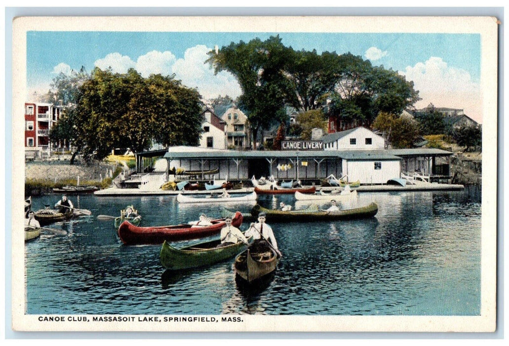 c1910's Canoe Club Massasoit Lake Springfield Massachusetts MA Antique Postcard