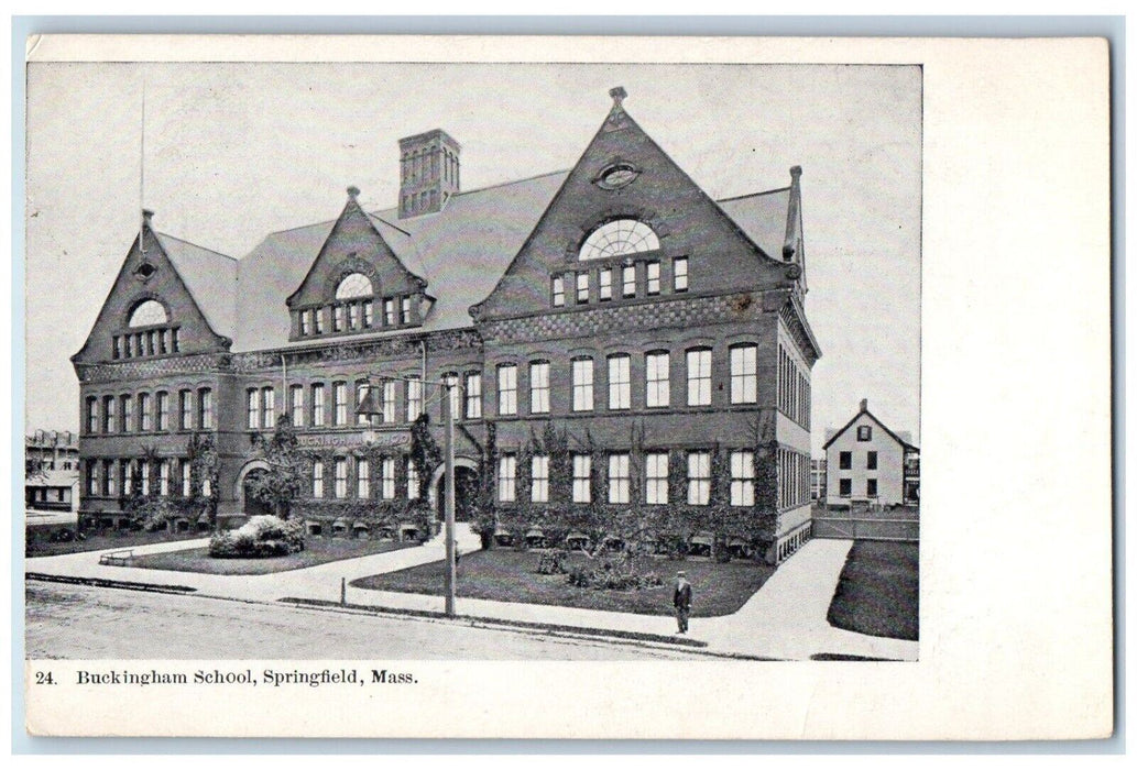 c1905 Buckingham School Building Springfield Massachusetts MA Antique Postcard