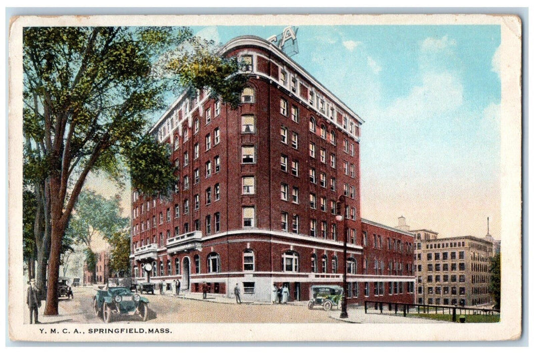 1923 Y. M. C. A. Building Cars Street View Springfield Massachusetts MA Postcard