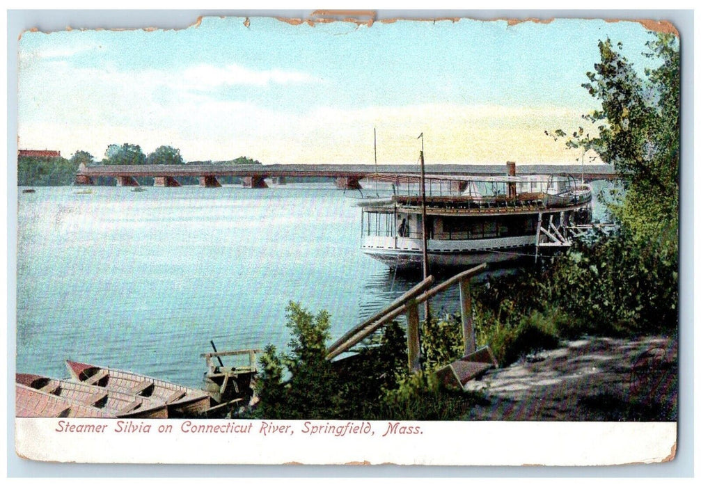 c1905 Steamer Silvia On Connecticut River Springfield Massachusetts MA Postcard