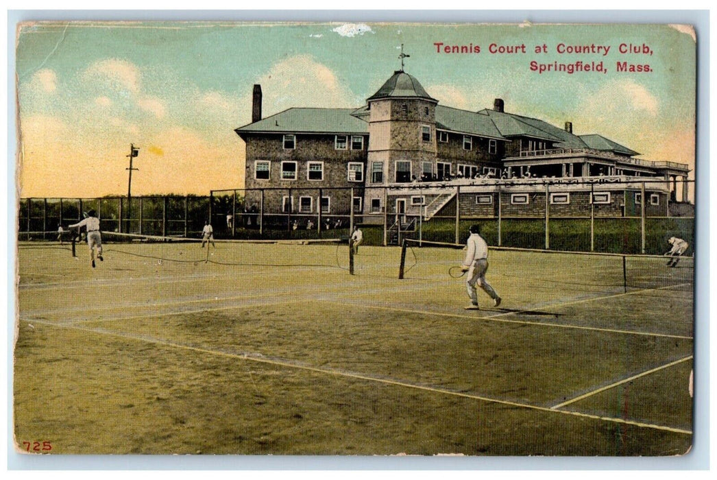 1910 Tennis Court At Country Club Springfield Massachusetts MA Antique Postcard