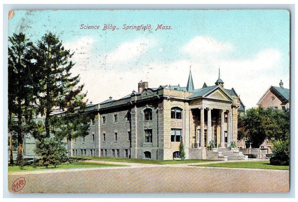 c1910's Science Bldg. Street View Springfield Massachusetts MA Antique Postcard
