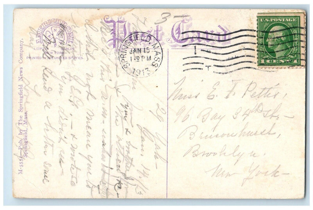 1913 Y. W. C. A. Building Springfield Massachusetts MA Posted Antique Postcard