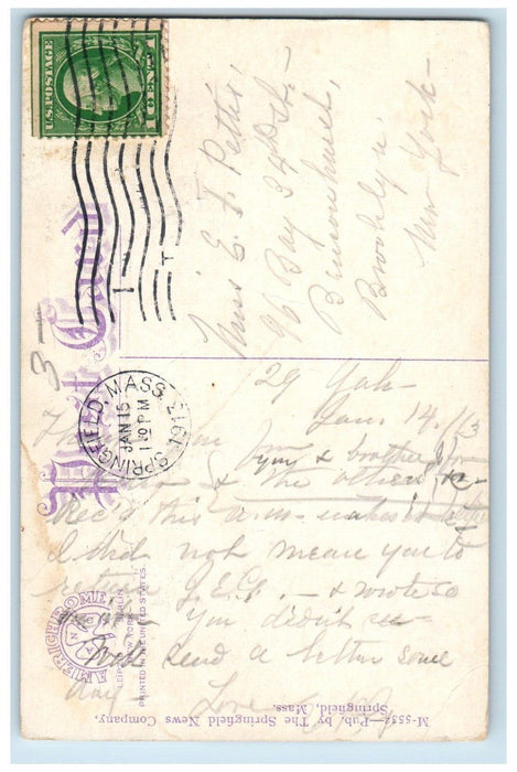 1913 Y. W. C. A. Building Springfield Massachusetts MA Posted Antique Postcard