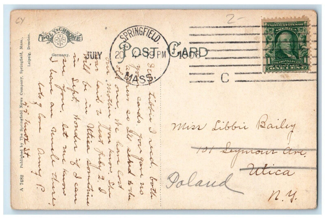 1908 A Spring In Forest Park Springfield Massachusetts MA Antique Postcard