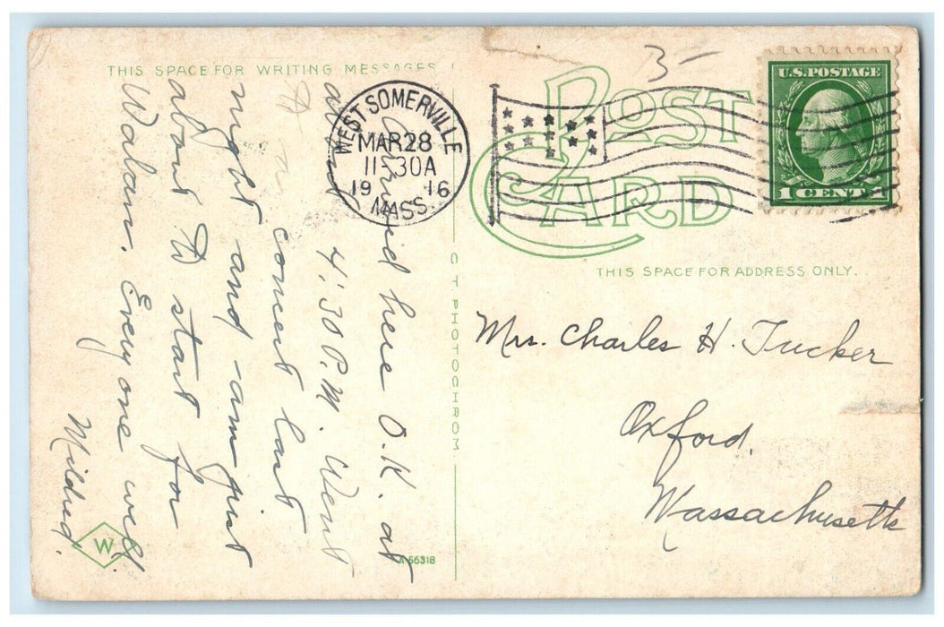 1916 Public Library Building West Somerville Massachusetts MA Antique Postcard