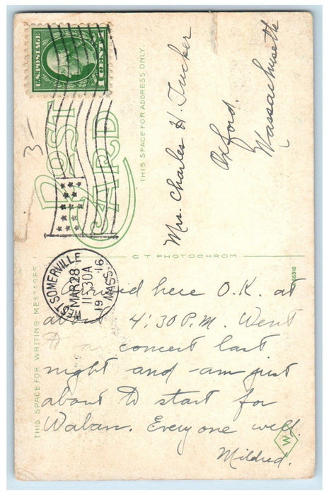 1916 Public Library Building West Somerville Massachusetts MA Antique Postcard