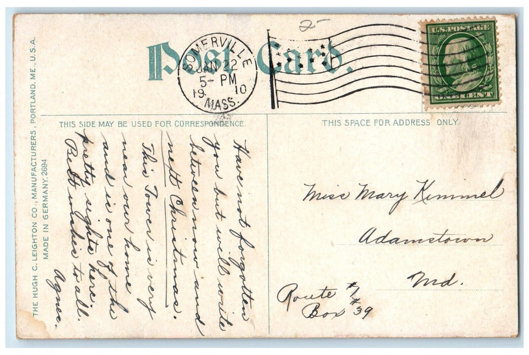 1910 Tower Prospect Hill Horse Carriage Somerville Massachusetts MA Postcard