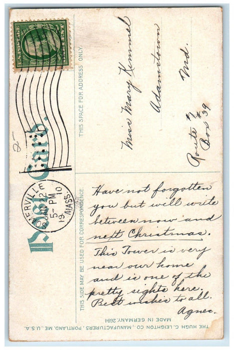 1910 Tower Prospect Hill Horse Carriage Somerville Massachusetts MA Postcard