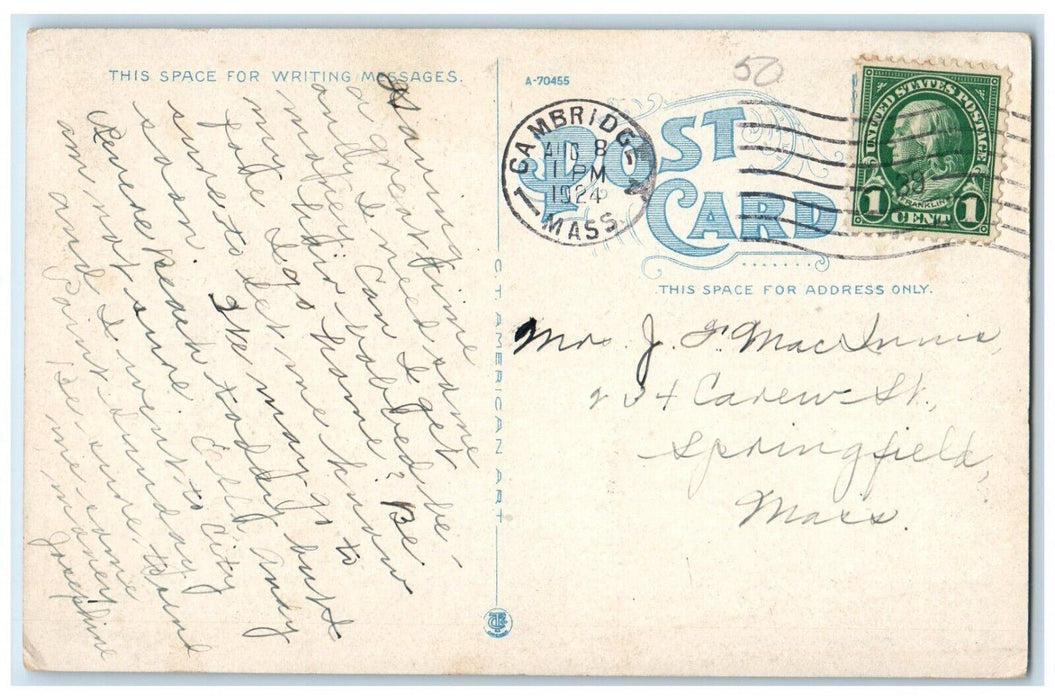 1924 St. Joseph's Church Car Somerville Massachusetts MA Posted Vintage Postcard