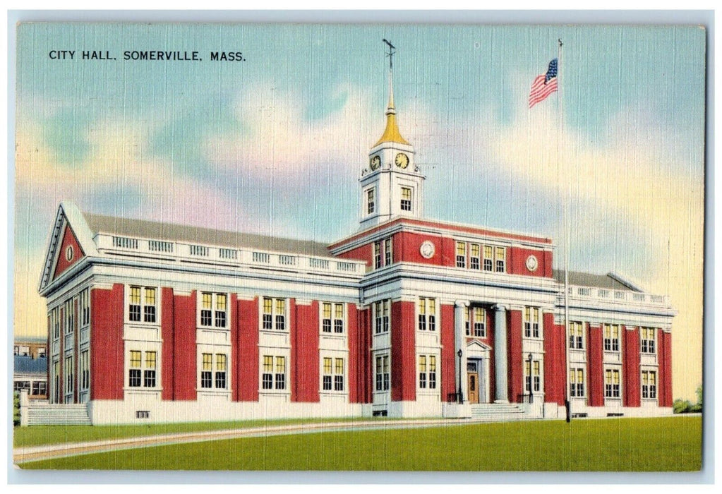 1945 City Hall Building Somerville Massachusetts MA Posted Vintage Postcard