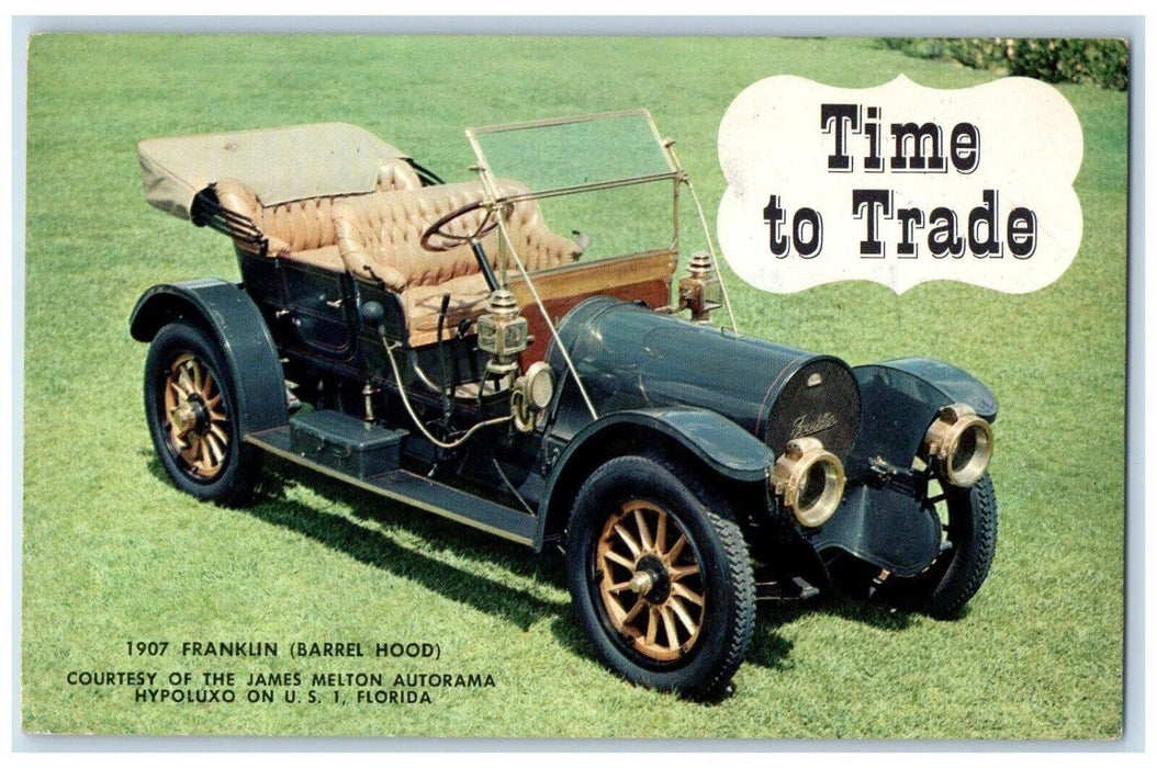 1907 Franklin Barrel Hood Automobile Car Hypoluxo FL Advertising Postcard