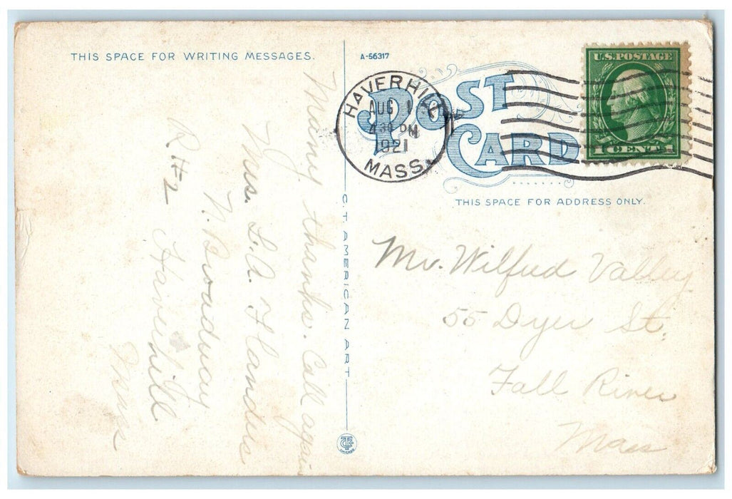 1921 Congregational Church College Avenue Cars West Somerville MA Postcard
